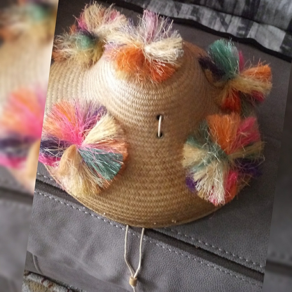 Beautiful Colorful Asian Designed Straw Sun Hat